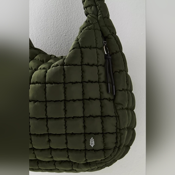 FP Movement Quilted Carryall Tote Bag Army Green Shoulder Hobo Gym Free People - Picture 4 of 12